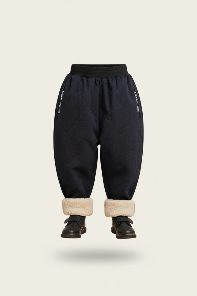 Pantalon Baggy Noir Matelassé Doublé Polaire Hiver - Polyester - vue 3