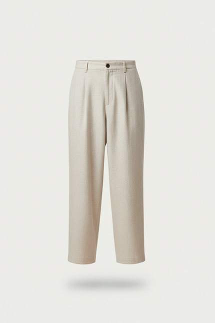 Pantalon Baggy Beige Ample Lin Décontracté Homme - vue 3