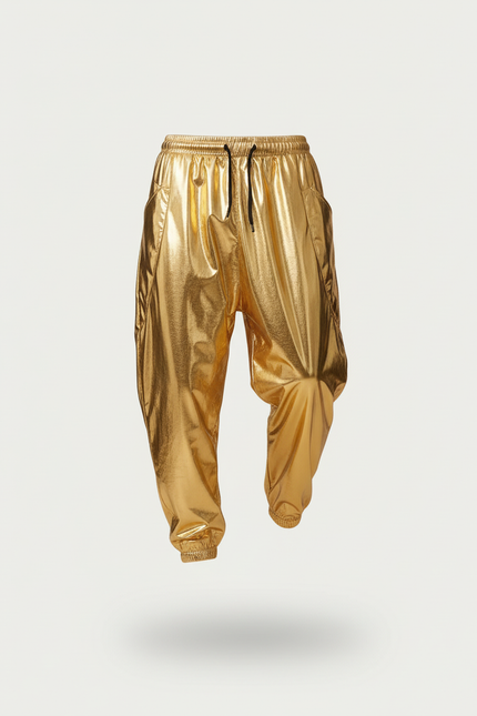Pantalon Baggy Doré Métallique Ample Cordon Homme - Polyester - vue 3