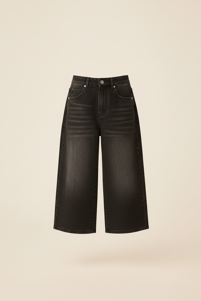 Pantalon Baggy Noir Délavé Ample Denim Enfant - Jean - vue 3