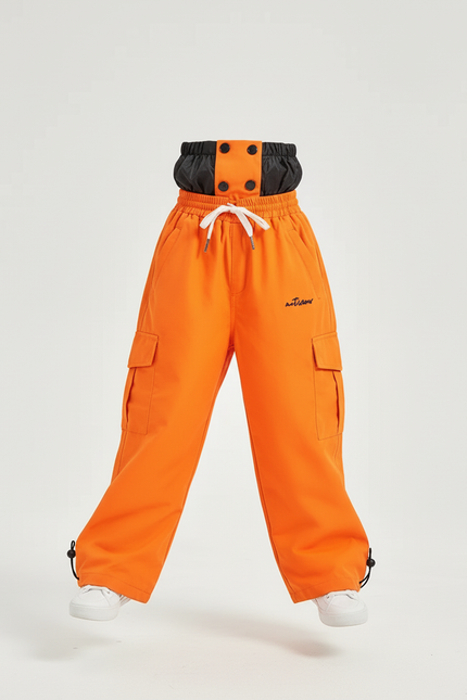 Pantalon Baggy Orange Cargo Imperméable Enfant Ski - Polyester - vue 3