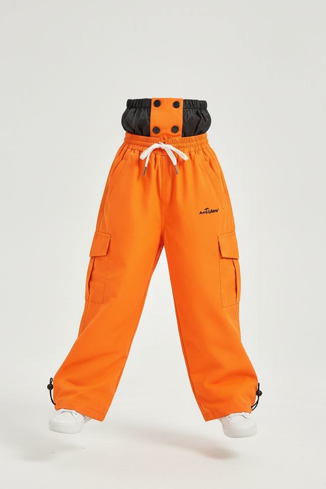 Pantalon Baggy Orange Cargo Imperméable Enfant Ski - Polyester - vue 3
