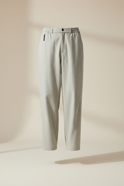 Pantalon Baggy Homme Gris Clair Ample Décontracté Fluide - Lin - vue 3