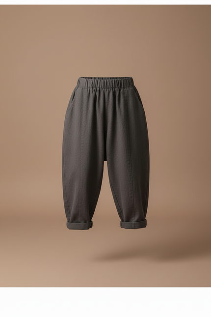 Pantalon Baggy Coton Gris Ample Enfant Décontracté - Lin - vue 3
