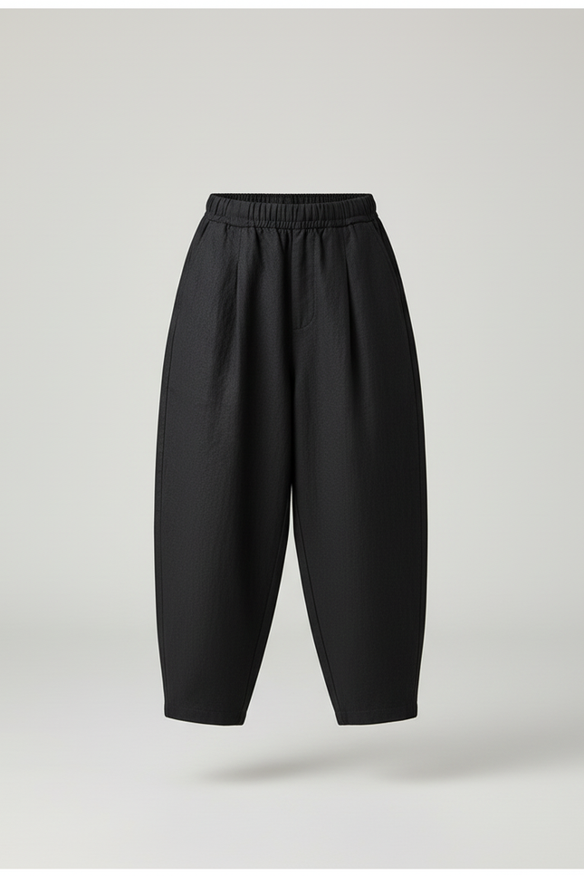 Pantalon Baggy Noir Coton Ample Décontracté Enfant - Lin - vue 3