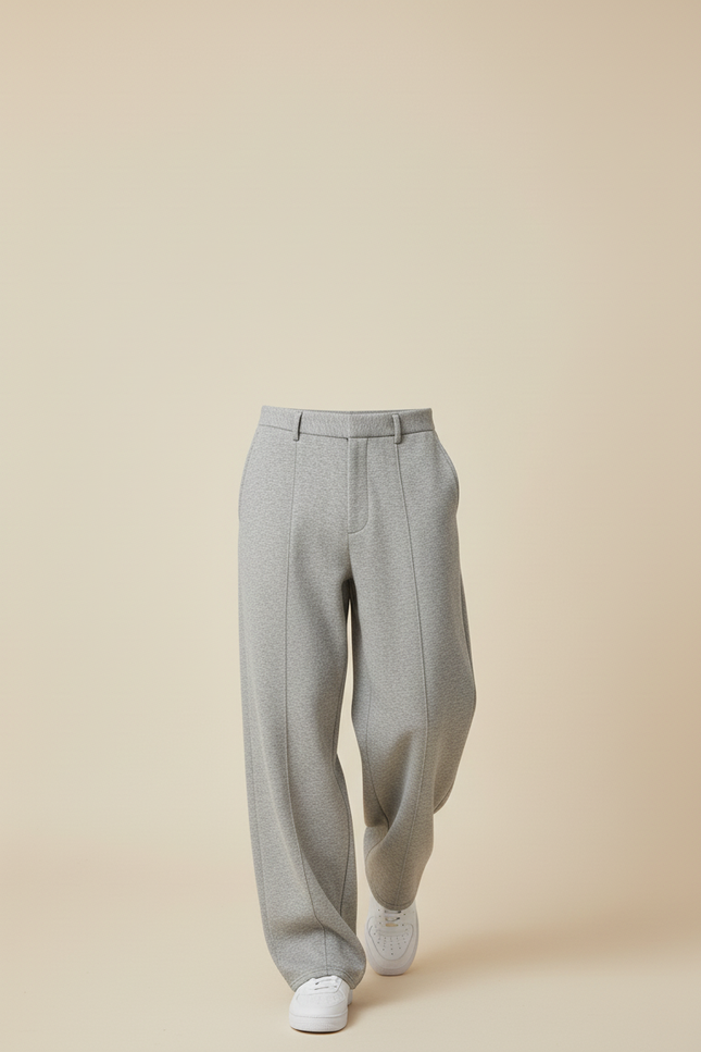 Pantalon Baggy Gris Clair Ample Sport Décontracté - Molleton - vue 3