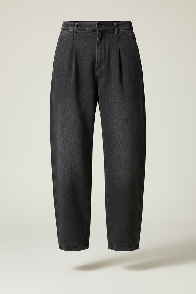 Pantalon Baggy Noir Denim Ample Plissé Homme - Jean - vue 3