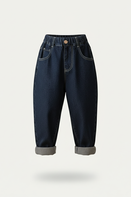 Pantalon Baggy Jean Denim Ample Enfant Bleu - Marine - vue 3