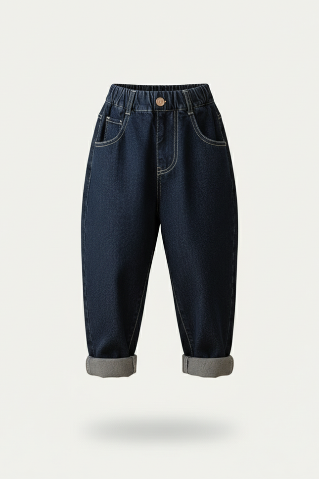 Pantalon Baggy Jean Denim Ample Enfant Bleu - Marine - vue 3