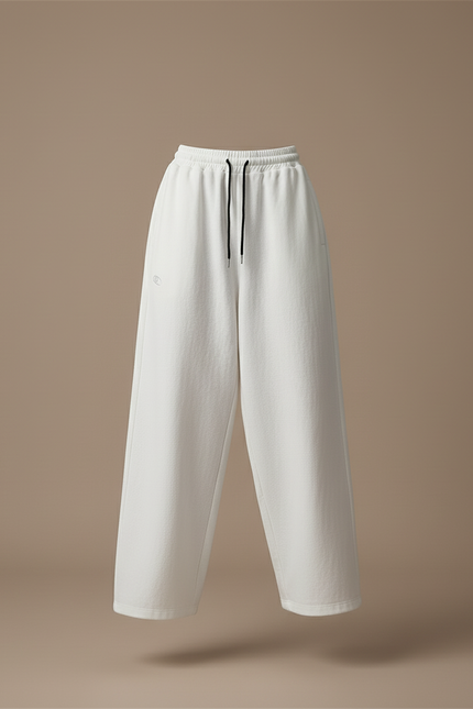 Pantalon Baggy Blanc Ample Molleton Brodé Décontracté - vue 3
