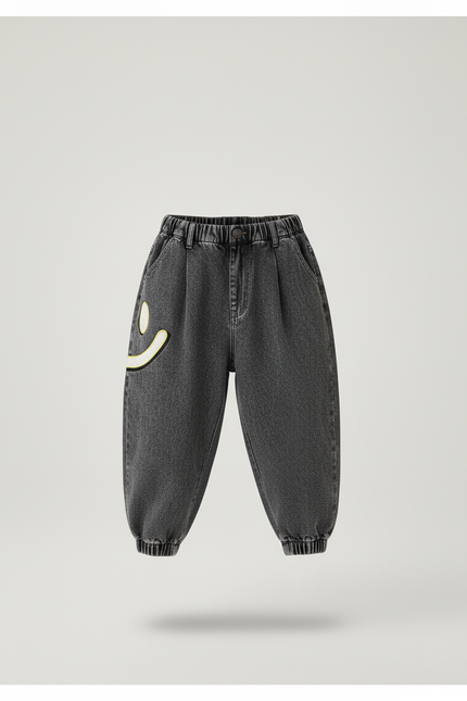 Pantalon Baggy Jean Gris Ample Smiley Garçon - vue 3