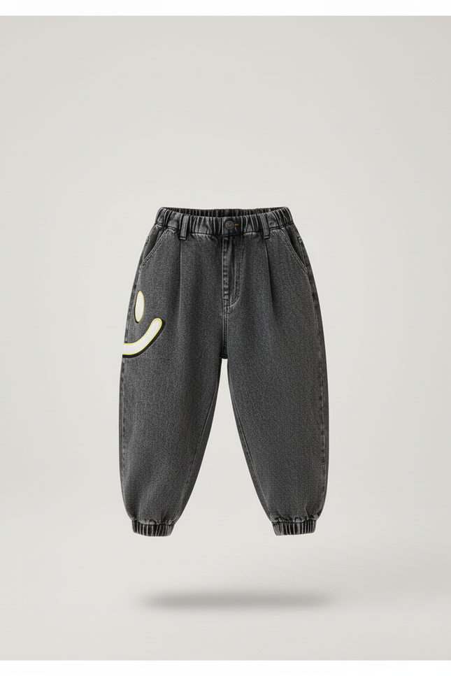 Pantalon Baggy Jean Gris Ample Smiley Garçon - vue 3