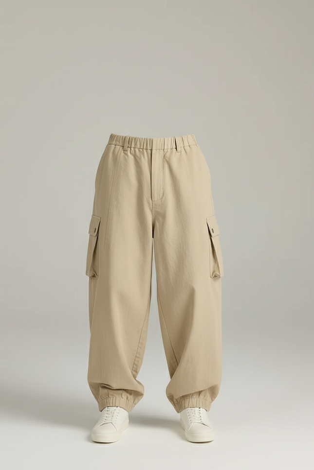 Pantalon Baggy Cargo Beige Décontracté Homme - Toile - vue 3