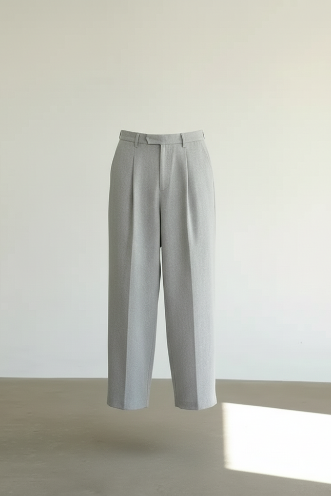 Pantalon Baggy Gris Clair Ample Droit Décontracté - Polyester - vue 3