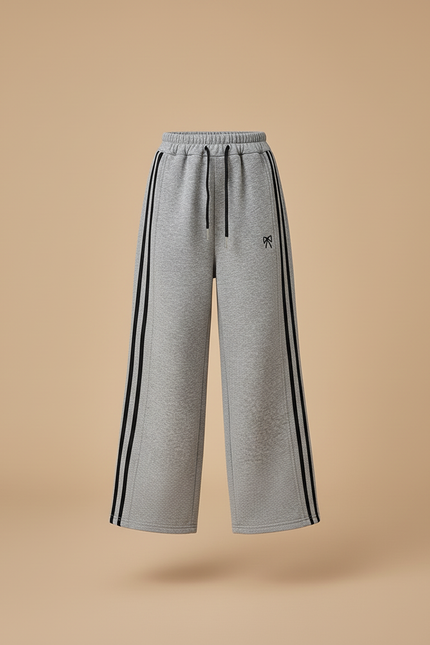 Pantalon Baggy Gris Sport Rayures Ample Fille - Molleton - vue 3