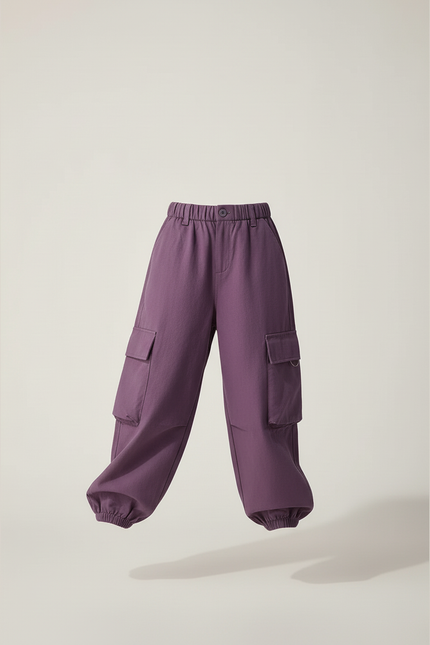 Pantalon Baggy Violet Cargo Ample Fille Décontracté - Coton - vue 3