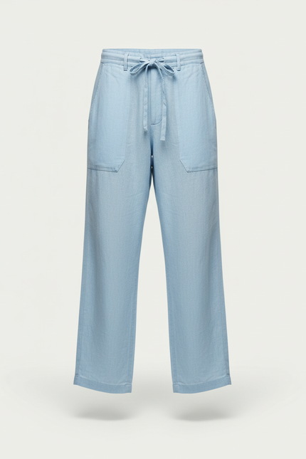 Pantalon Baggy Bleu Ciel Lin Ample Décontracté Homme - vue 3