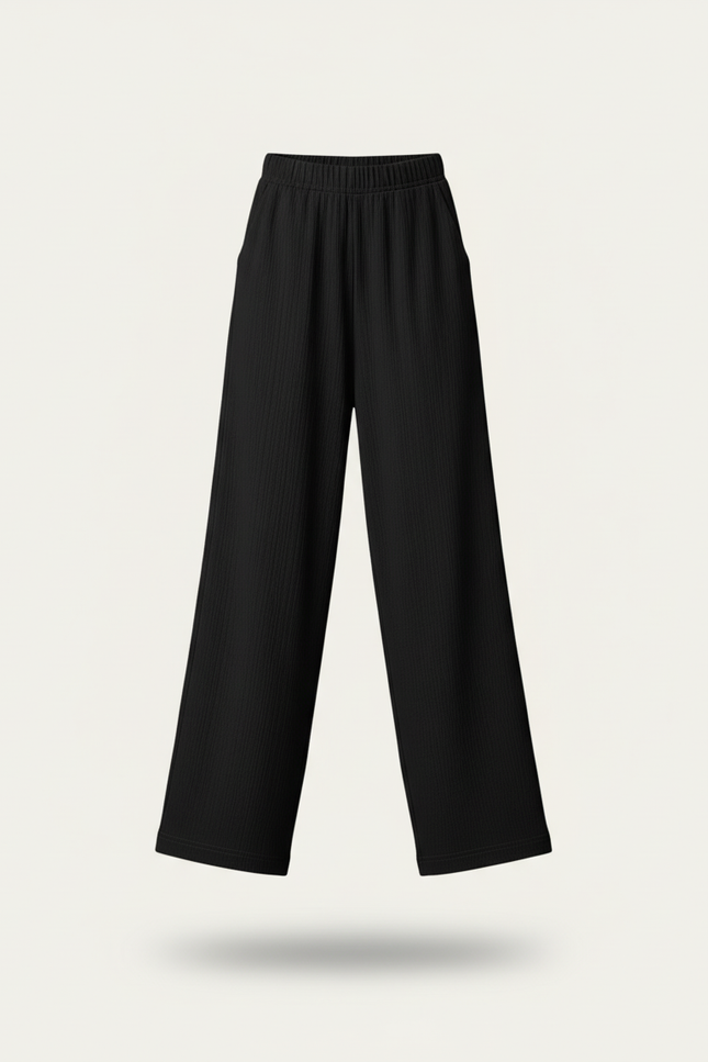 Pantalon Baggy Noir Ample Fluide Décontracté Léger - Viscose - vue 3