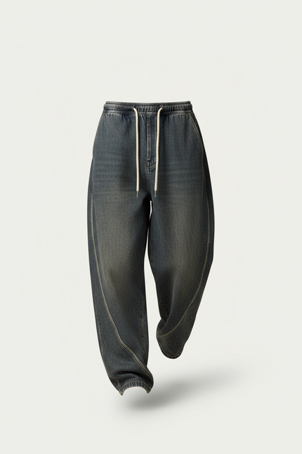 Pantalon Baggy Jean Denim Ample Décontracté Homme - Bleu - vue 3
