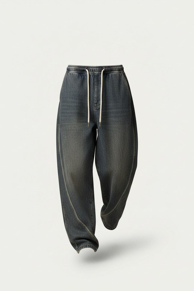 Pantalon Baggy Jean Denim Ample Décontracté Homme - Bleu - vue 3