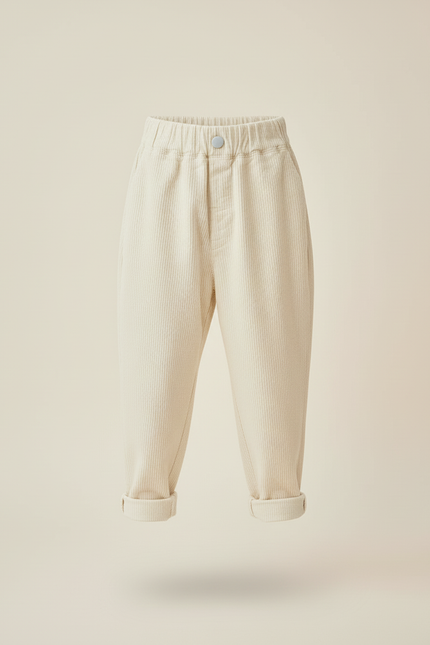 Pantalon Baggy Velours Côtelé Écru Ample Enfant - Beige Cordé - vue 3