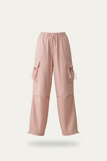 Pantalon Baggy Rose Cargo Ample Décontracté Femme - Toile - vue 3