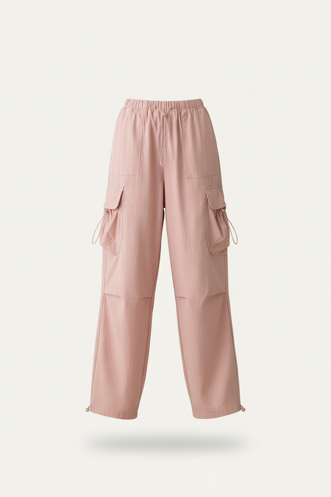 Pantalon Baggy Rose Cargo Ample Décontracté Femme - Toile - vue 3