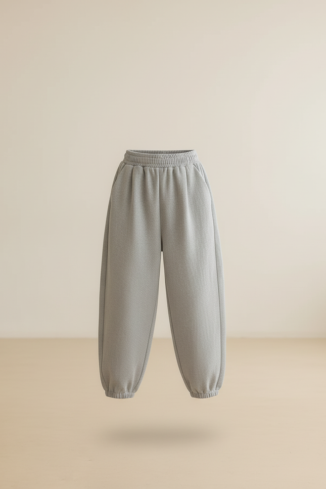 Pantalon Baggy Gris Ample Molleton Enfant Confortable - vue 3
