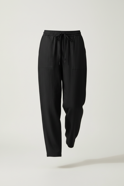 Pantalon Baggy Noir Lin Fluide Ample Femme - vue 3