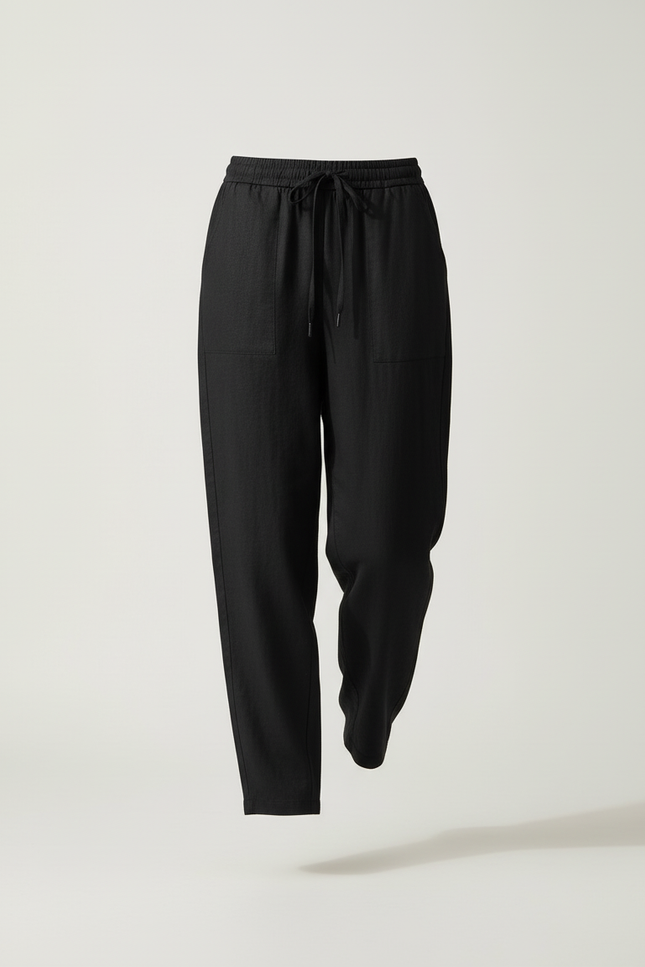 Pantalon Baggy Noir Lin Fluide Ample Femme - vue 3
