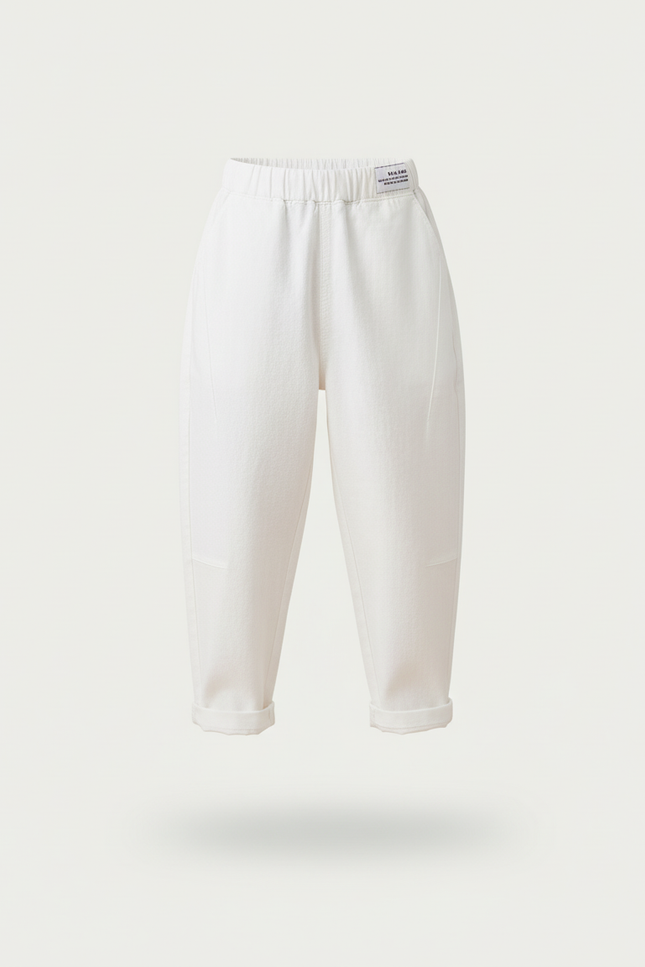 Pantalon Baggy Blanc Coton Ample Décontracté Garçon - Toile - vue 3