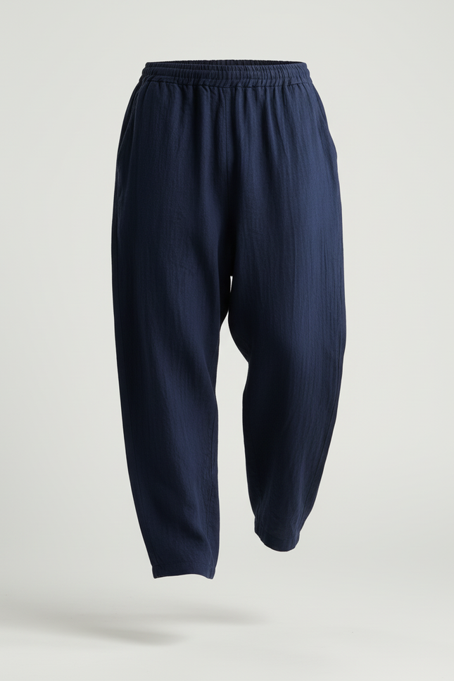 Pantalon Baggy Bleu Marine Ample Lin Cordon Homme - vue 3