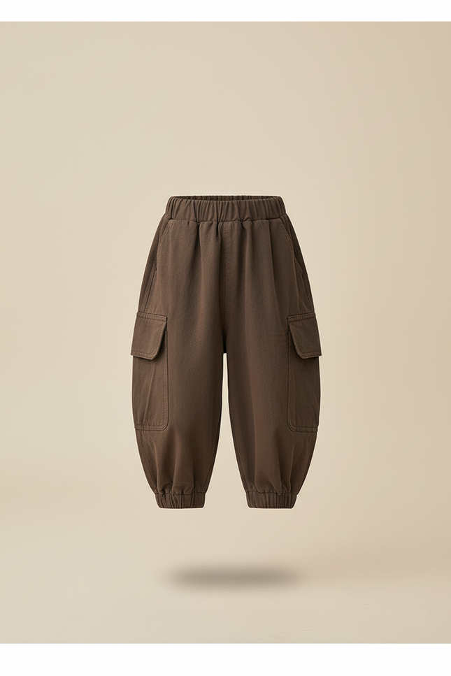 Pantalon Baggy Marron Cargo Ample Enfant Décontracté Coton - vue 3