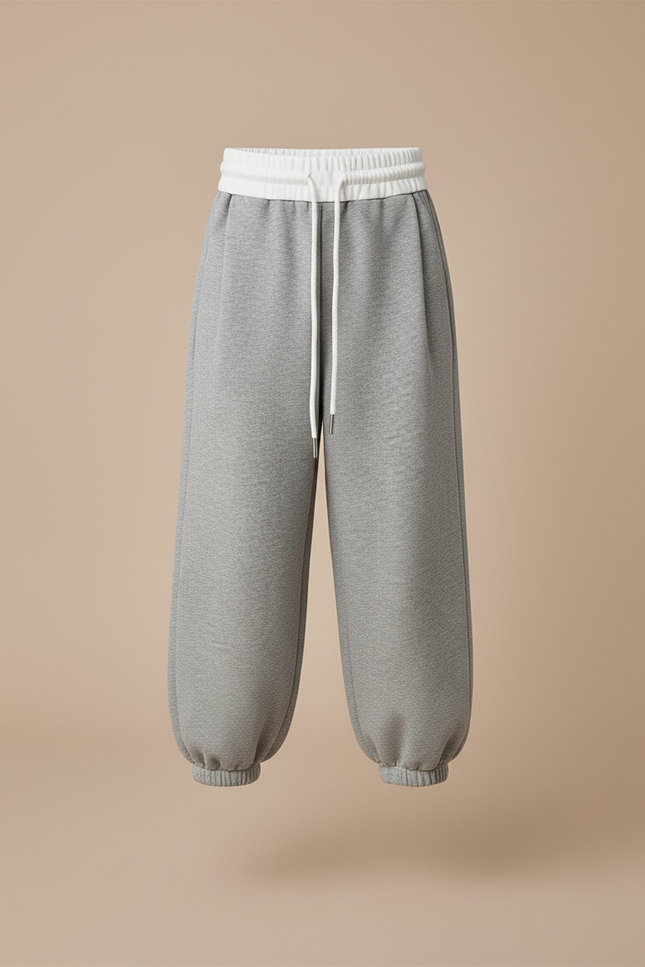 Pantalon Baggy Gris Ample Confortable Cordon Fille - Molleton - vue 3