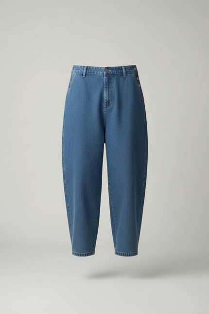 Pantalon Baggy Jean Bleu Bretelles Ample Casual - vue 3