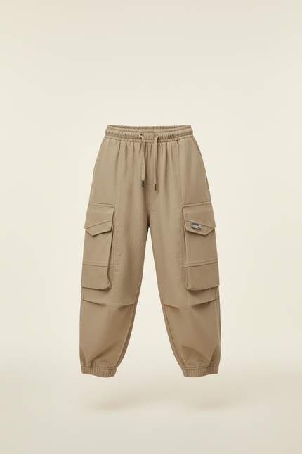 Pantalon Baggy Cargo Ample Kaki Décontracté Enfant - Toile - vue 3