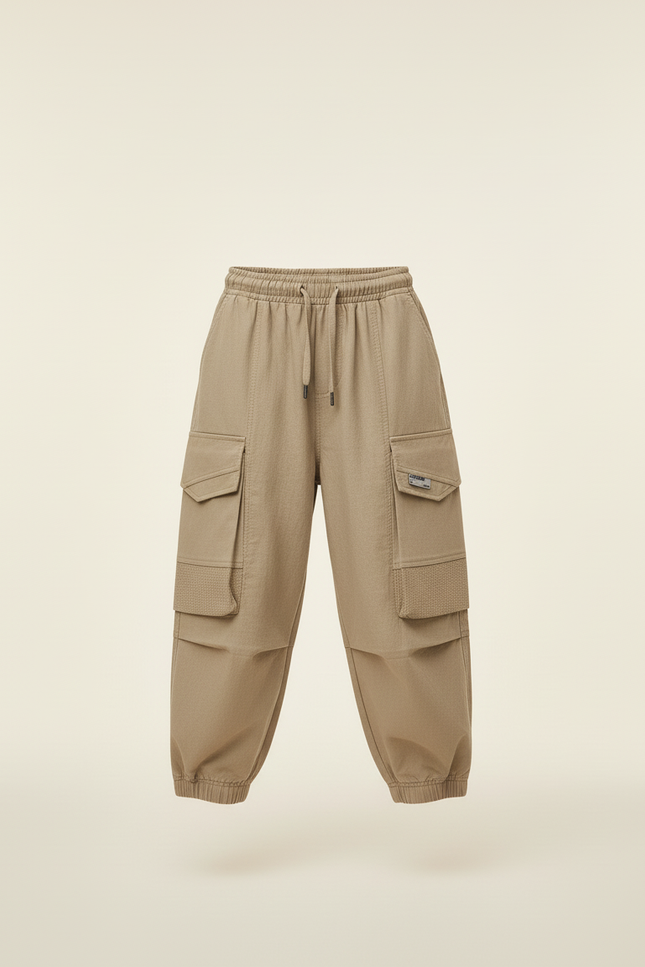 Pantalon Baggy Cargo Ample Kaki Décontracté Enfant - Toile - vue 3