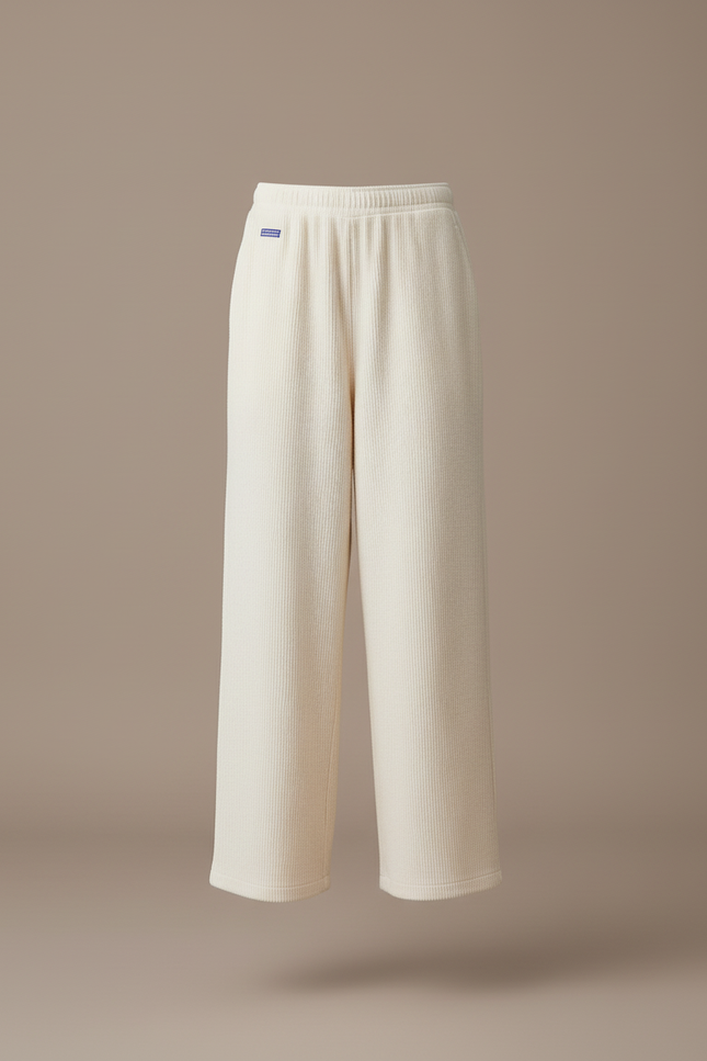 Pantalon Baggy Crème Côtelé Ample Décontracté Enfant - Beige Cordé - vue 3