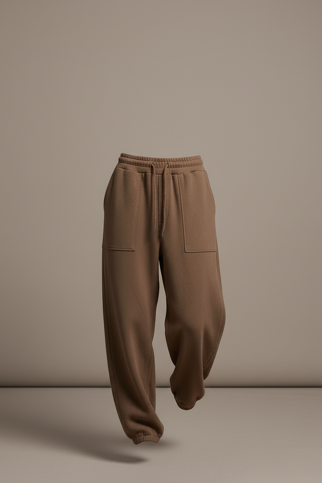 Pantalon Baggy Marron Molletonné Ample Décontracté - vue 3