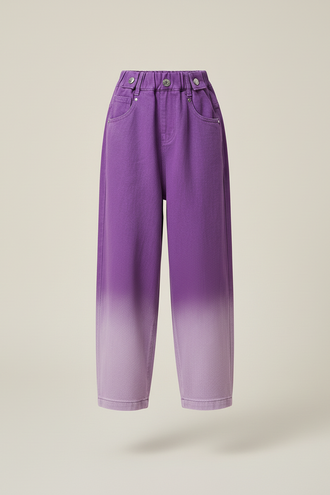 Pantalon Baggy Violet Dégradé Ample Coton Enfant - vue 3