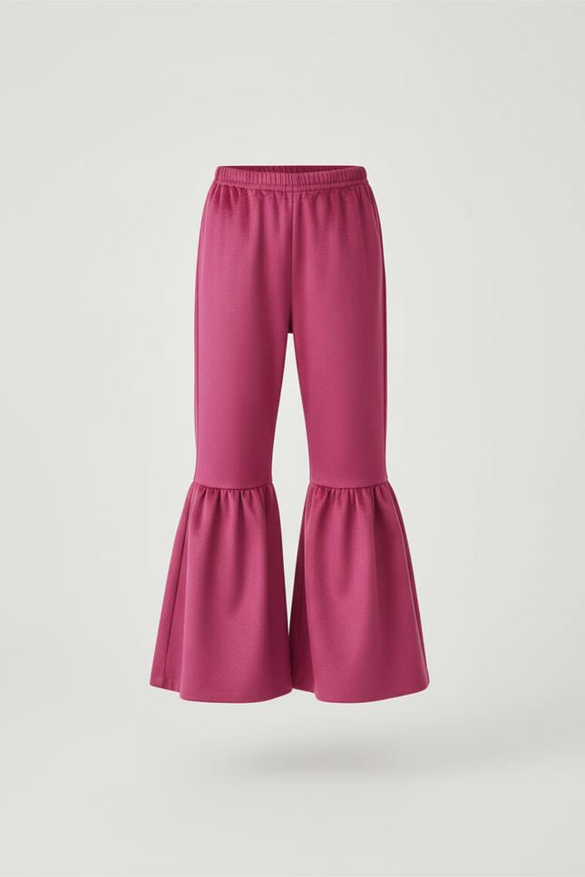 Pantalon Baggy Fuchsia Velours Ample Évasé Enfant - Rose - vue 3
