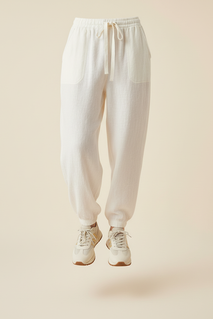Pantalon Baggy Beige Lin Cordon Décontracté Femme - vue 3