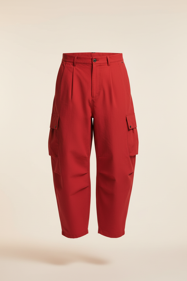 Pantalon Baggy Rouge Cargo Ample Décontracté Homme - Toile - vue 3