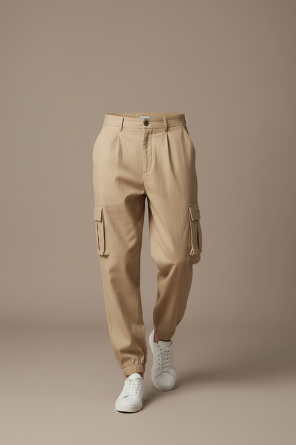 Pantalon Baggy Beige Cargo Coton Ample Homme - vue 3