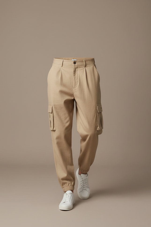 Pantalon Baggy Beige Cargo Coton Ample Homme - vue 3