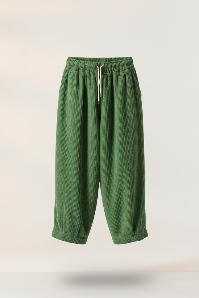 Pantalon Baggy Vert Côtelé Ample Décontracté Homme - Cordé - vue 3