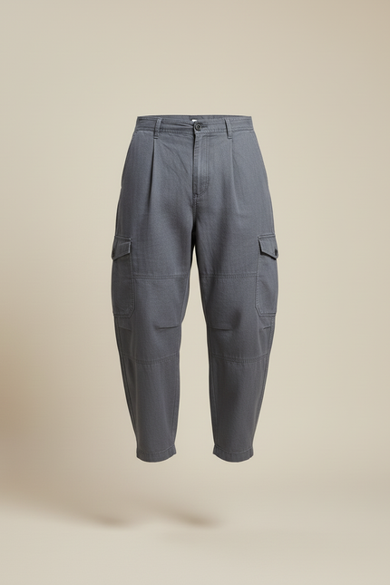 Pantalon Baggy Gris Cargo Coton Ample Décontracté Homme - vue 3