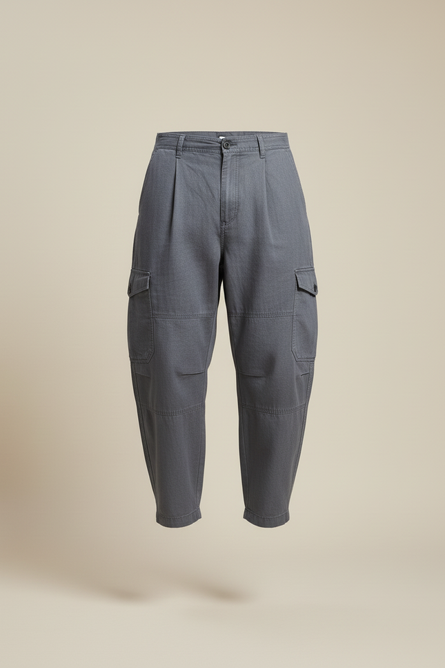 Pantalon Baggy Gris Cargo Coton Ample Décontracté Homme - vue 3