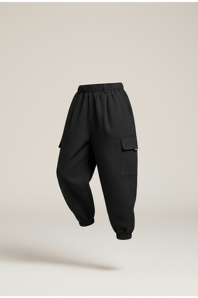 Pantalon Baggy Noir Cargo Décontracté Enfant - Toile - vue 3