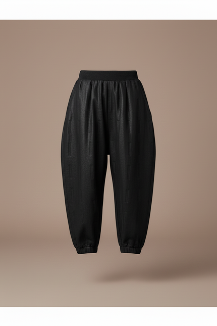 Pantalon Baggy Noir Texturé Ample Élastique Garçon - Simili cuir - vue 3